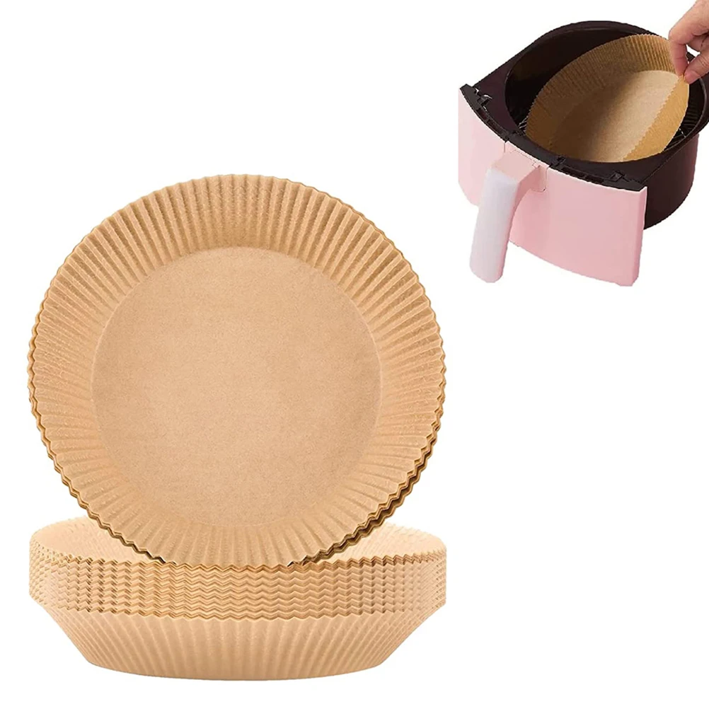 

100Pcs Air Fryer One-time Paper Liner Non-Stick Air Fryer Paper Liners Oil-Proof Parchment Baking Paper for Microwave Oven