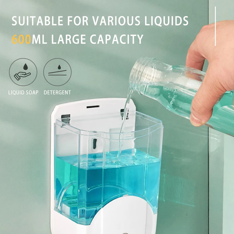 

Soap Dispenser Wall Mounted 600ml Induction Automatic Touchless Sensor Hand Sanitizer Detergent Liquid For Bathroom Kitchen
