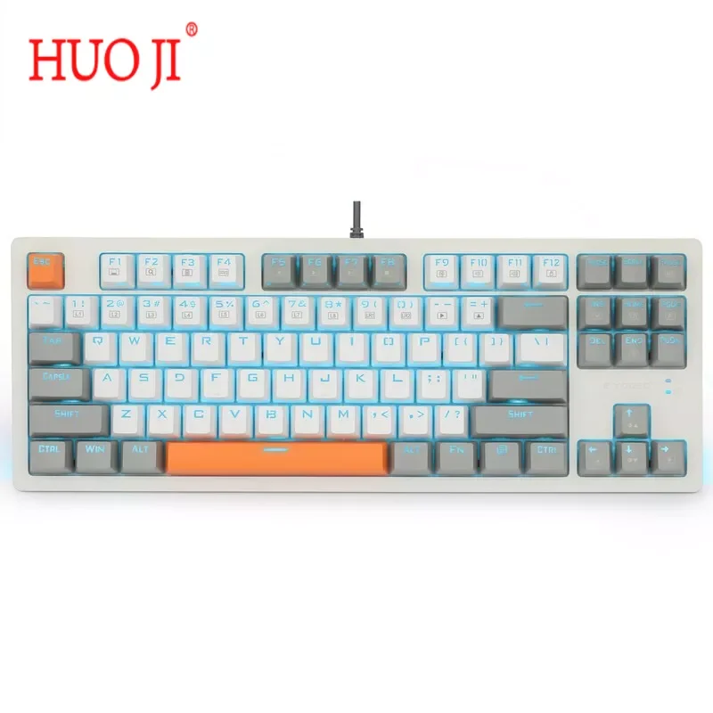 

Проводная Механическая клавиатура HUOJI K620 со светодиодной подсветкой RGB, боковая подсветка, 87 клавиш, красные переключатели, игровая клавиат...