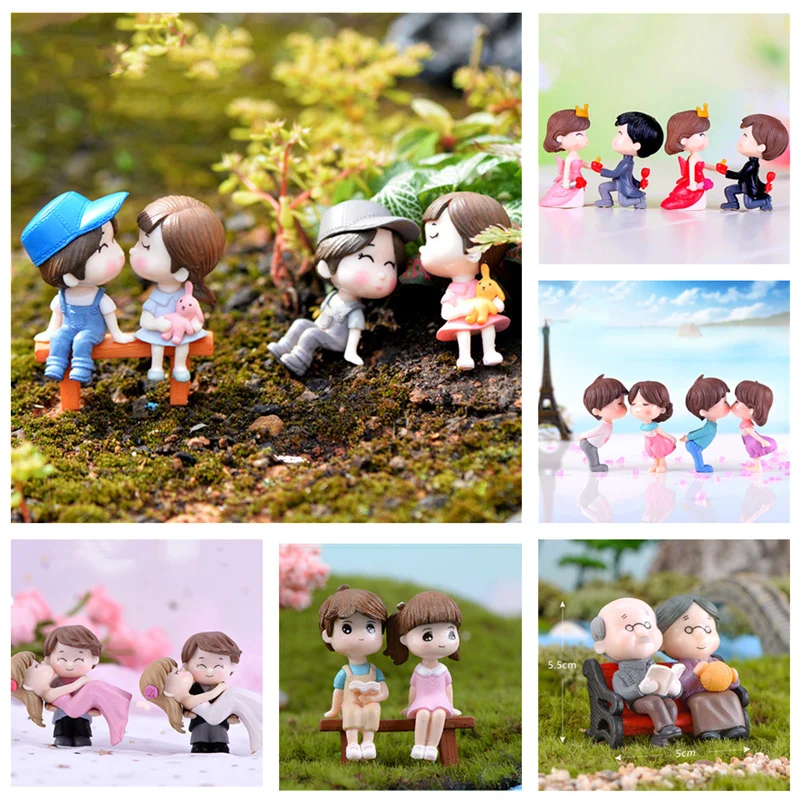 

Lovely Couple Crafts Home Decor Garden Bonsai Decoration Ornament Mini Cute Miniature Figurine People Statue Plastic Craft