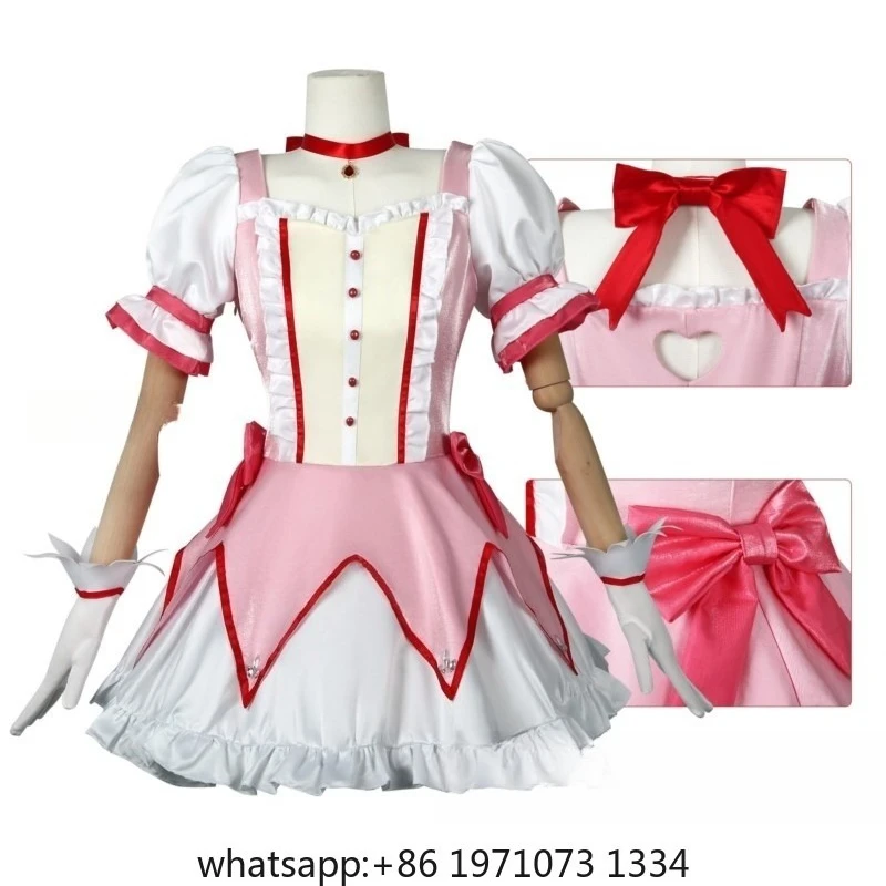 Фото Костюм для косплея Puella Magi Madoka Magica: парик, подъюбник, туфли, розовое короткое бальное платье Канамэ Мадоки, униформа для вечеринки на Хэллоуин №2
