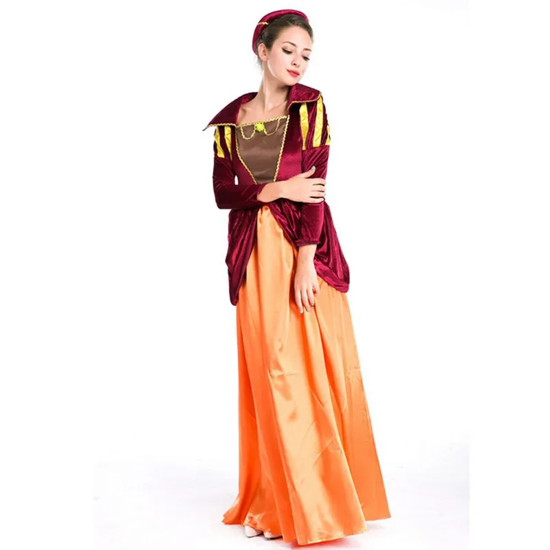 Женский костюм для косплея на Хэллоуин Европейский средневековый двор королева