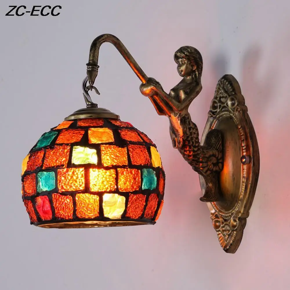 

Nordic Wall Lamps Home Lighting Mediterranean Style Turkish Mosaic Lamps Indoor Stained Glass Vintage Sconce Wall Light Fixtures