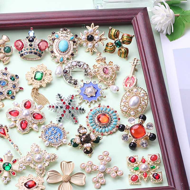 Барокко винтажные Позолоченные Кристальные разразы имитация жемчужная брошь