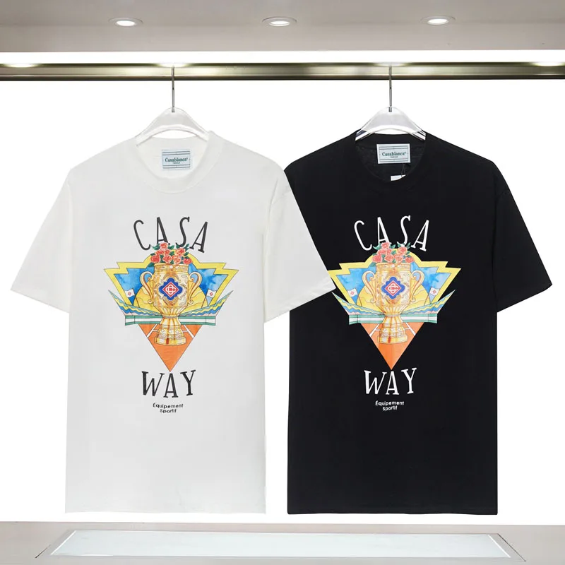 

3XL Cotton CASABLANCA T-shirts High Quality Trophy Flower Letter Print Short Sleeve Tops Casual Loose Men Women Casa T Shirt
