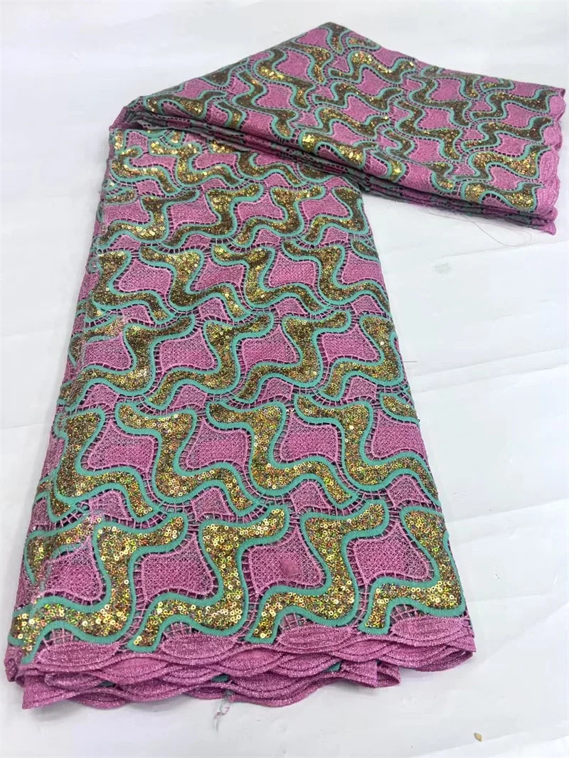 5 ярдов африканский гипюр кружевная ткань с блестками Высококачественная