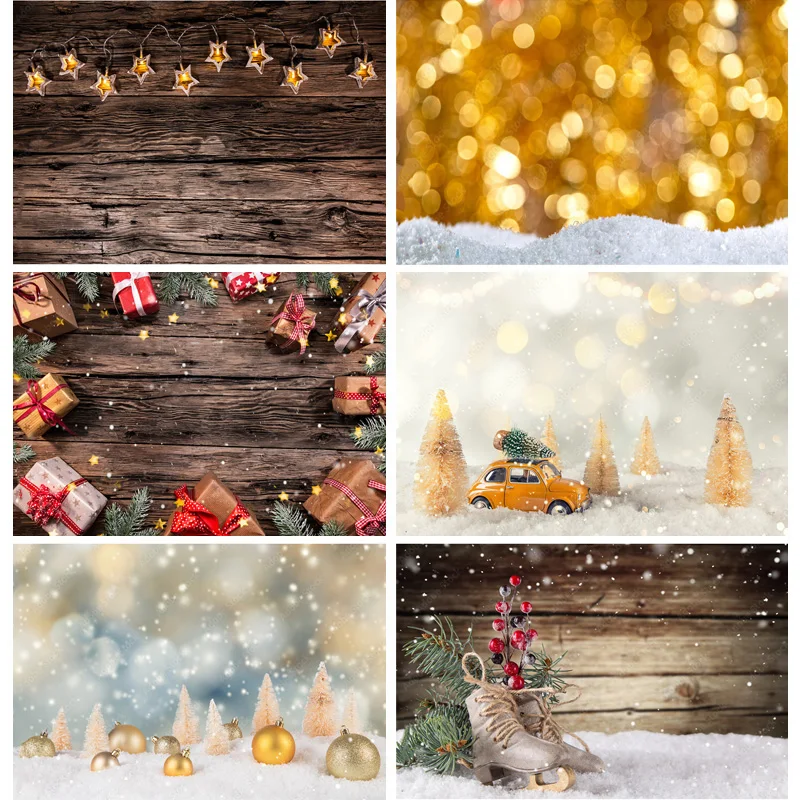 Christmas Wooden Planks Theme Photography Background Snowman Children Portrait Backdrops For Photo Studio Props 211221 MMSD-06