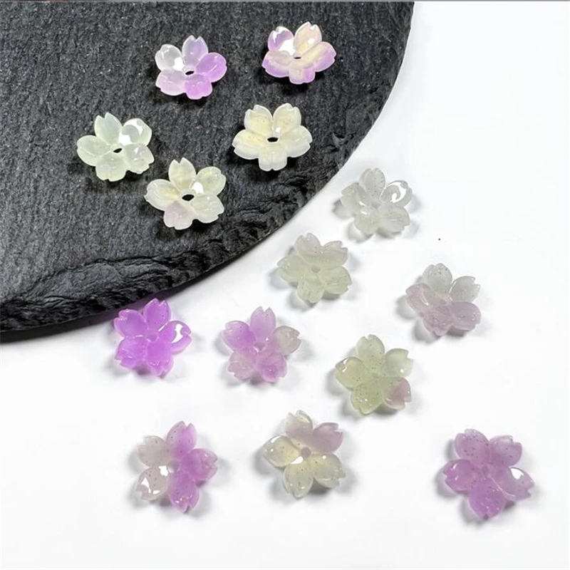 10MM Retro Acetic Acid Sakura Flower Beads Imitate Shell Torus Spacer Beads Connectors Diy Hairpin Jewelry Making Acessories