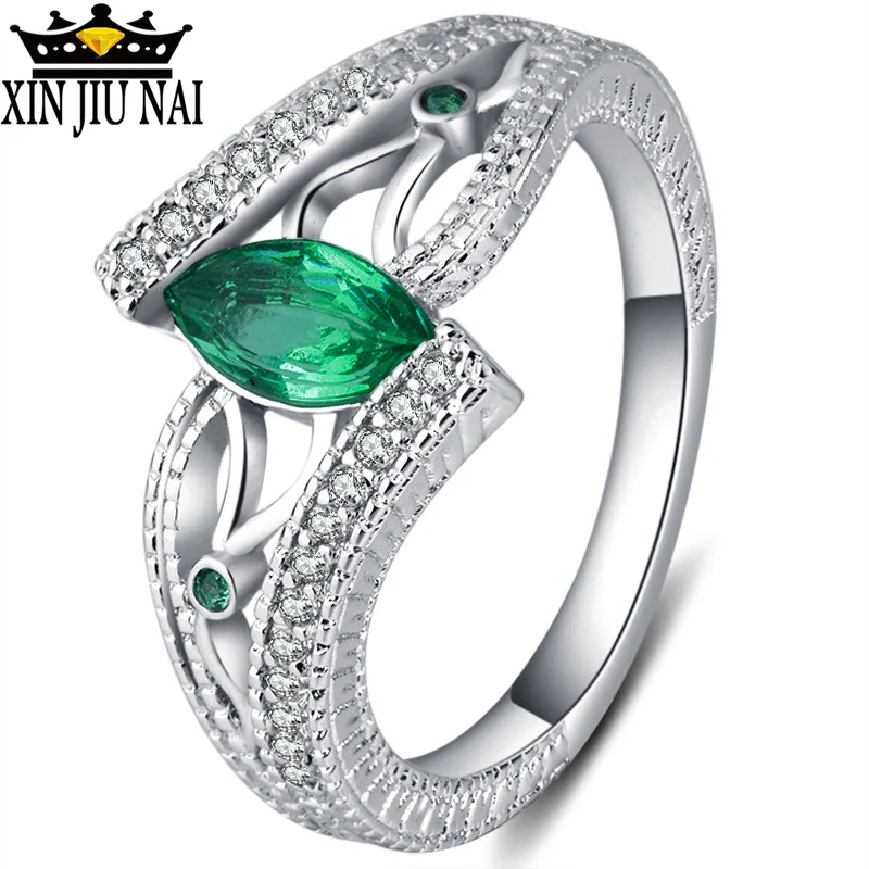 

3 Colors Ladies 925 anillos Silver Finger Ring Aquamarine stone engagement ring For women Stones Blue/Red/Green zircon jewelry
