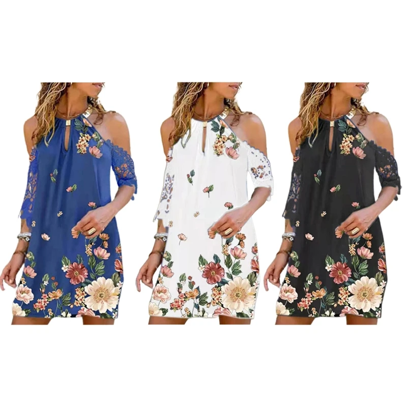 

Женский летний сексуальный сарафан с открытыми плечами и коротким рукавом