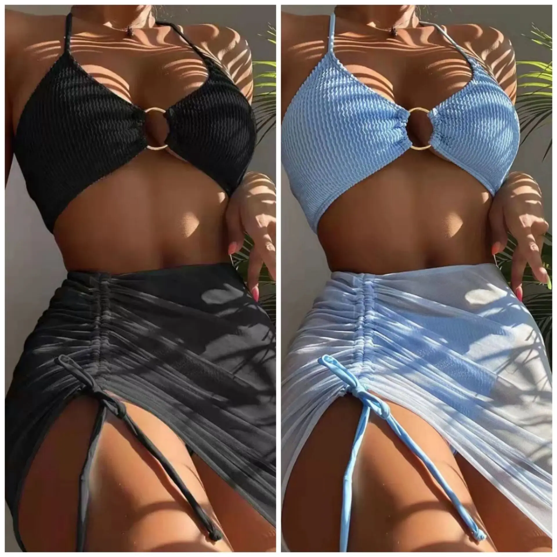 

Solid Women's Swimming Suit Sexy Bikini Swimwear Women Ring Push Up Female Beachwear 3 Piece Micro Thong Swimming 2022 Stylish