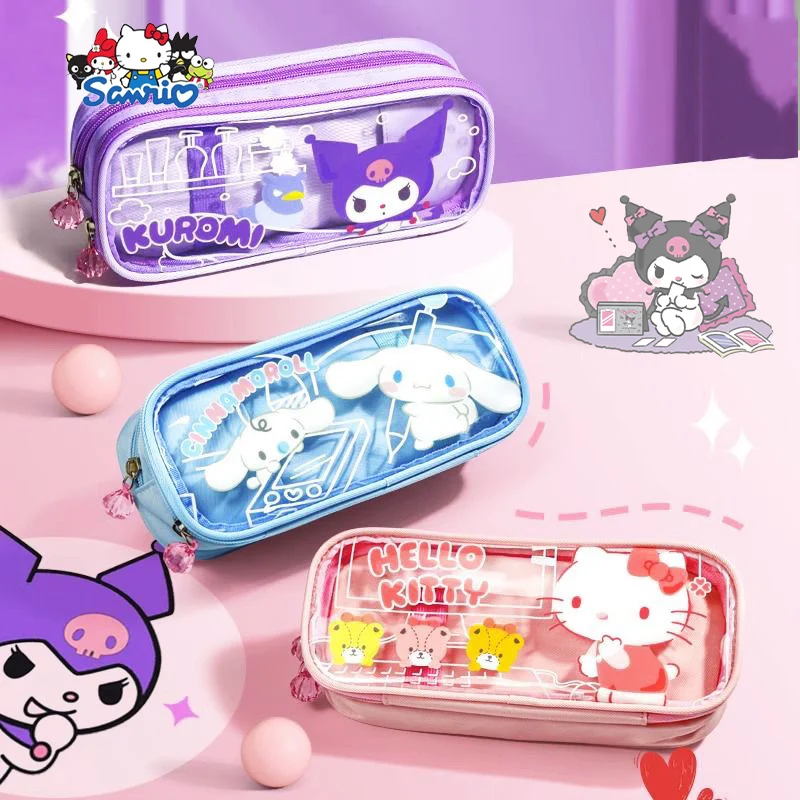 

Hello Kitty Sanrio Cinnamoroll Kuromi Stationery Box Kawaii Cute Cartoon Children Student Storage Bag Pencil Case Girls Gifts