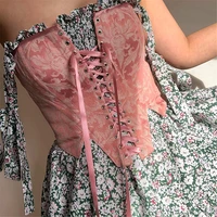 3 color vintage women tube tops corset off shoulder bodycon crop tops elegant sexy strapless tie up irregular hem slim tops 2022