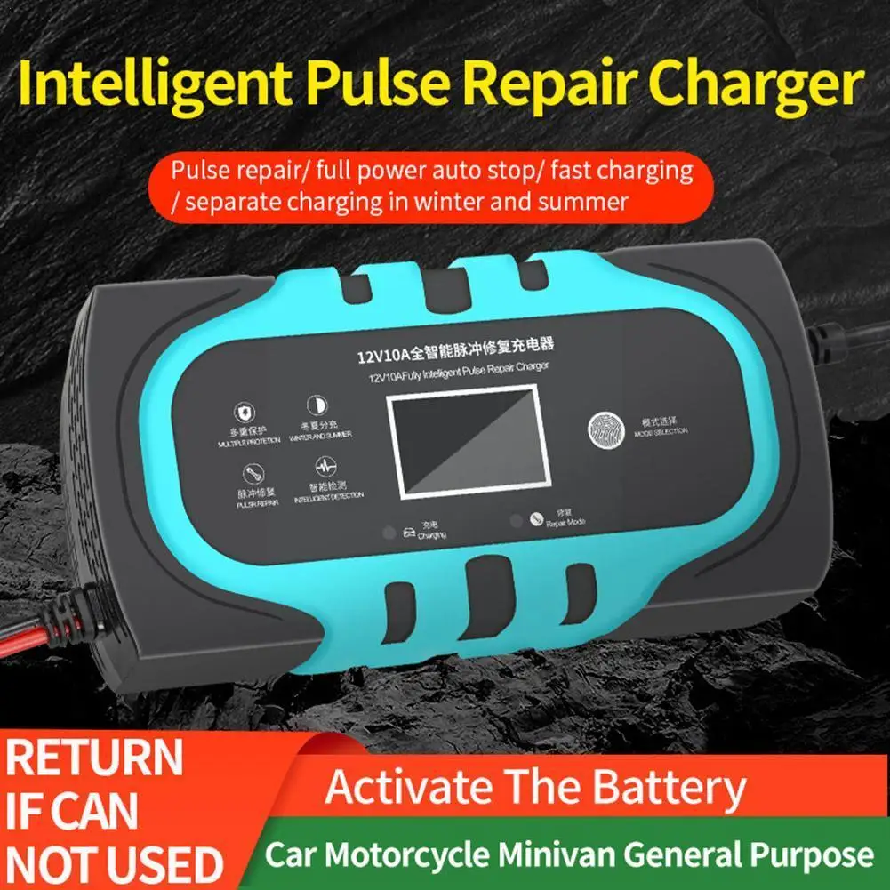 

Car Quick Battery Charger 12v 10a Visualized Large Charger Display Screen Repair Pulse Lcd Auto Battery Chargers M9f5