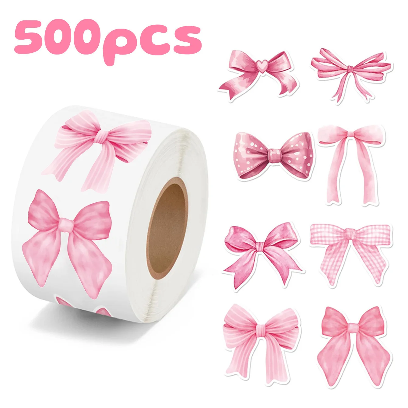 

Клетчатые наклейки с бантом, бумага, 500 шт.