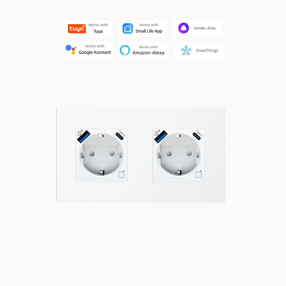 LOUYSGEN Настенная розетка Wi-Fi Порты ЕС Двойные тройные умные розетки с таймером USB Type-C Расписание Tuya Alexa Нужен нейтральный провод