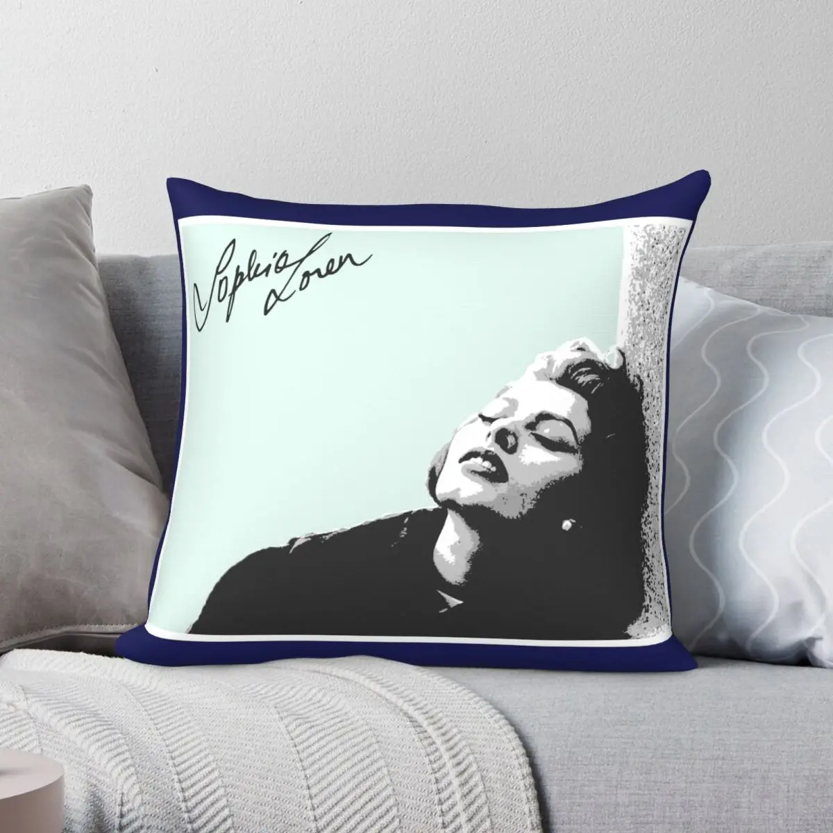

Sophia Loren Square Pillowcase Polyester Linen Velvet Printed Zip Decor Throw Pillow Case Car Cushion Cover