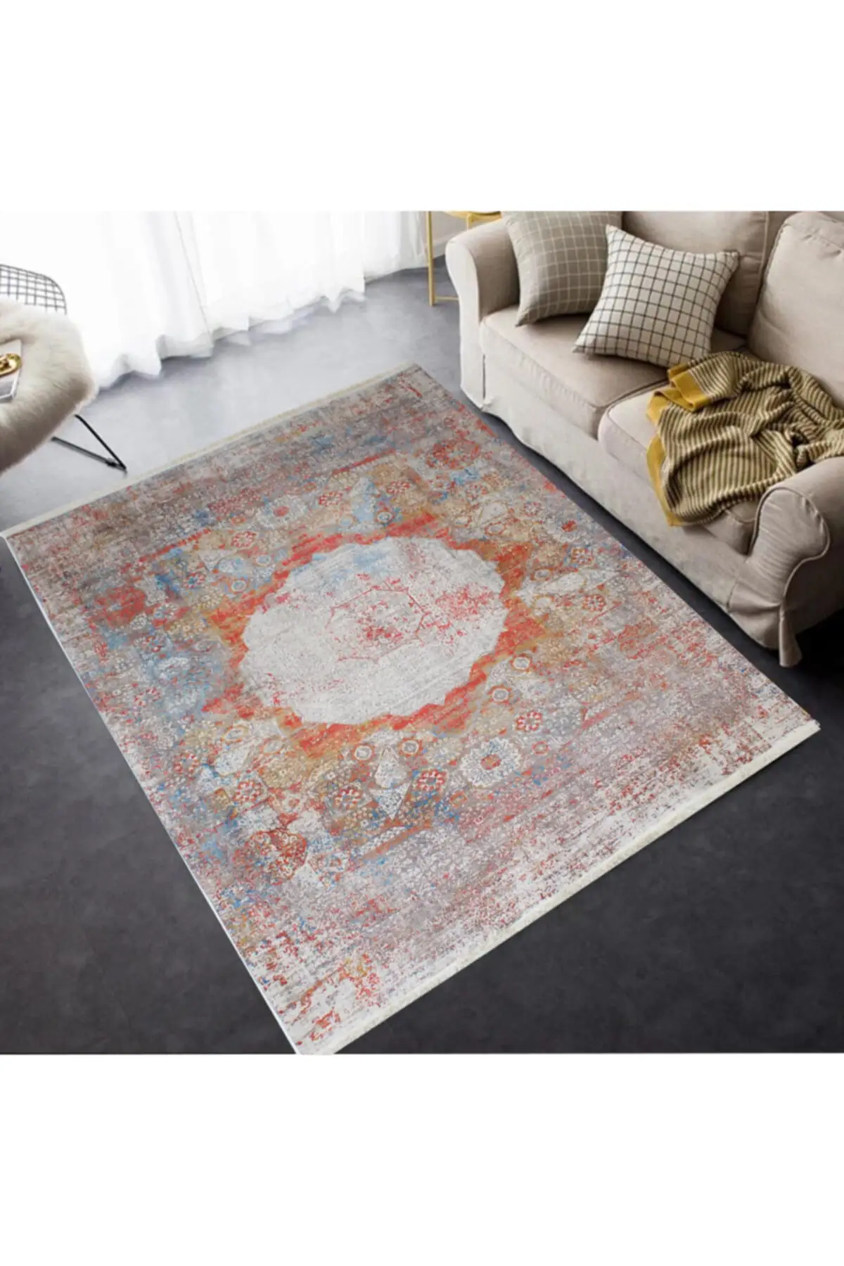 

Хлопковый нескользящий ковер, высококачественный богемный ковер ручной работы с цифровой печатью, антикварные коврики Лара