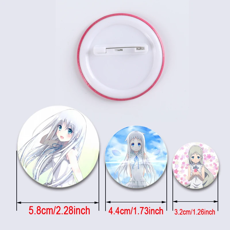 Anime AnoHana Button Pins Yadomi Jinta Honma Meiko Anjyou Naruko Round DIY Creative Brooches for Backpack Jewelry Accessories