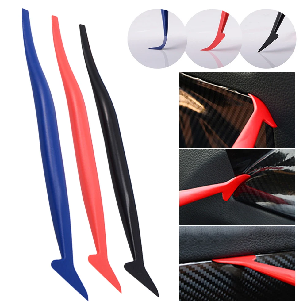 

3Pcs Vehicle Stickers Different Hardness Flexible Vinyl Wrap Tool with 3 Micro Squeegees of Contoured Scraper for Seam Stuffing