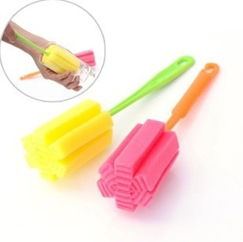 

5pcs Sponge Brush Kitchen Cleaning Tool for Wineglass Bottle Coffe Tea Glass Cup Mug Brushes Color Random Long Handle Scrubber