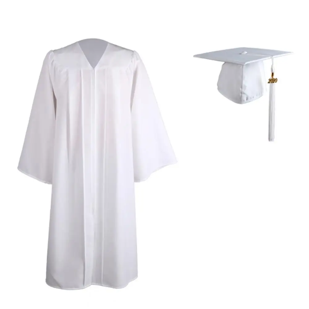 

University Academic Robe Graduation Gown Mortarboard Cap 2021 Adult Zip Closure School Girl Boy Uniform Clothes