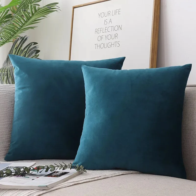 

Blue Solid Velvet Sofa Cushion Cover 30x50/40x40/45x45/50x50cm Super Soft Throw Pillow Cover Decorative Pillow case 2pcs