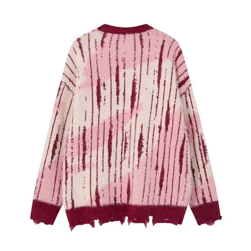 Свитер с круглым вырезом в вертикальную полоску и цветными блоками для мужчин