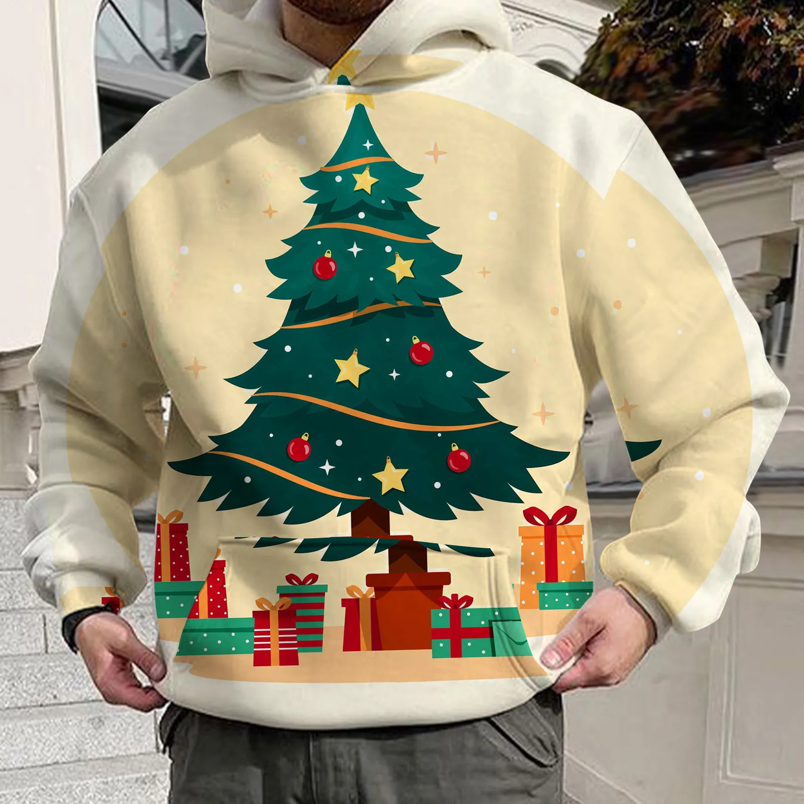 

Men Casual Autumn Winter Long Sleeve Christmas Printed Hoodies Sweatshirt Tops Blouse Mens Zipper Hoodie