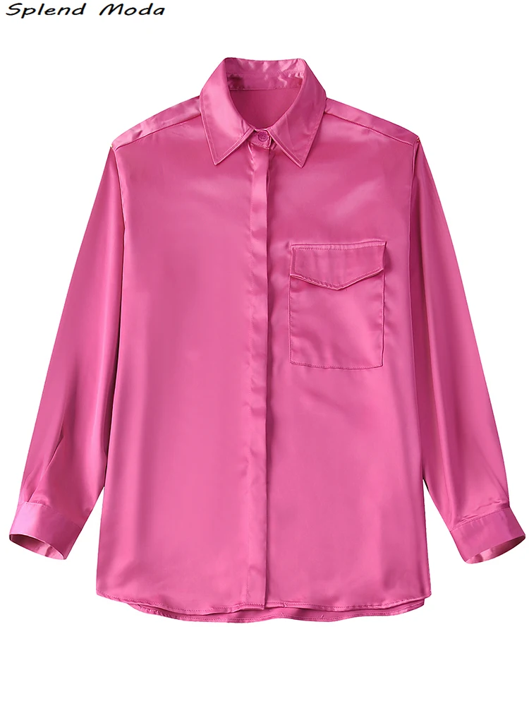 

Женская офисная блузка ZA, повседневная однобортная рубашка с отложным воротником и длинным рукавом, шикарный топ, 2022
