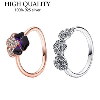 2022 fit original real 925 sterling silver authentic ring for women princess crystal couple diy fashion wedding jewelry