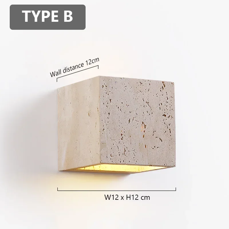 Лума квадратный настенный светильник из желтого травертина