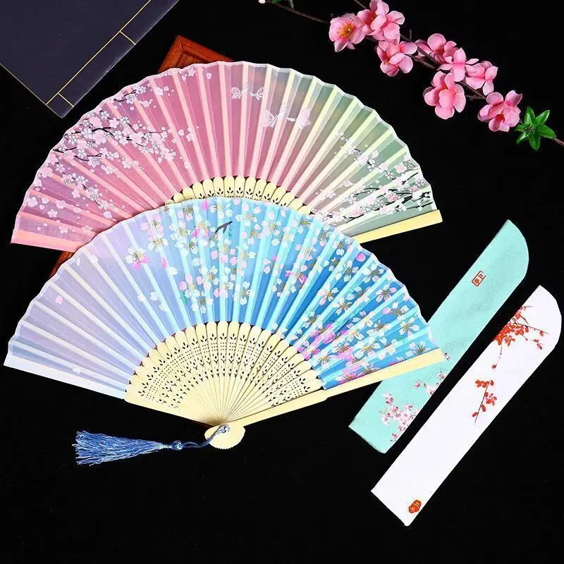 

Decorative Fans Chinese Vintage Style Silk Folding Fan Japanese Pattern Art Craft Gift Wedding Hand Fan Home Decoration