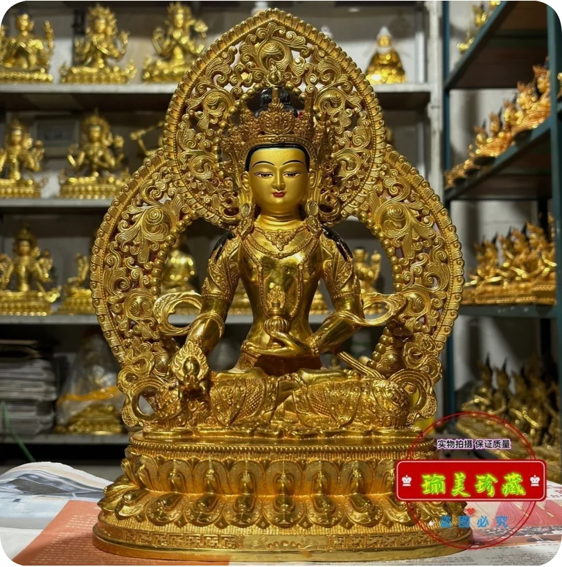 Фото Ksitigarbha Earth Store Статуя Будды Бодхисаттвы благословена 12 дюймов Позолоченная медь №4