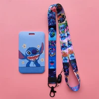 disney cute stitch identification card cover badge hanging card holder nurse doctor cards protector