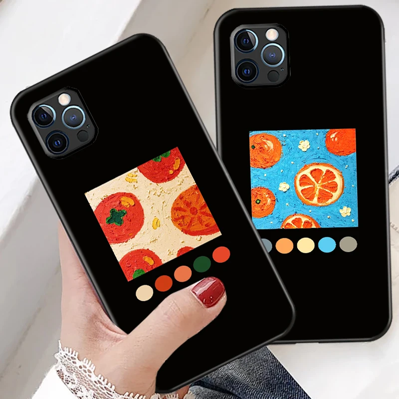 

Watercolour Fruit Phone Case For Funda iPhone 11 12 13 Pro Max 12 Mini X XR XS Max 6 6s 7 8 Plus Carcasa Liquid Silicon Etui