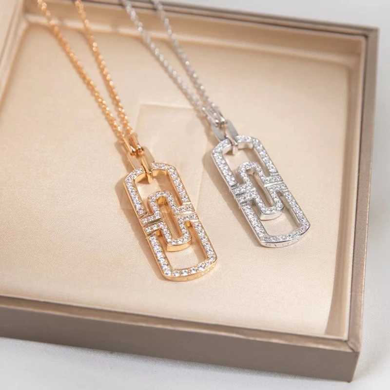 

Hot sale 925 sterling silver zircon gate pendant neutral geometric necklace fashion brand light luxury personality jewelry