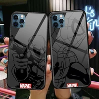 deluxe marvel comics glass case for iphone 13 12 11 pro max 12pro xs max xr x 7 8 plus se 2020 mini case tempered back cover