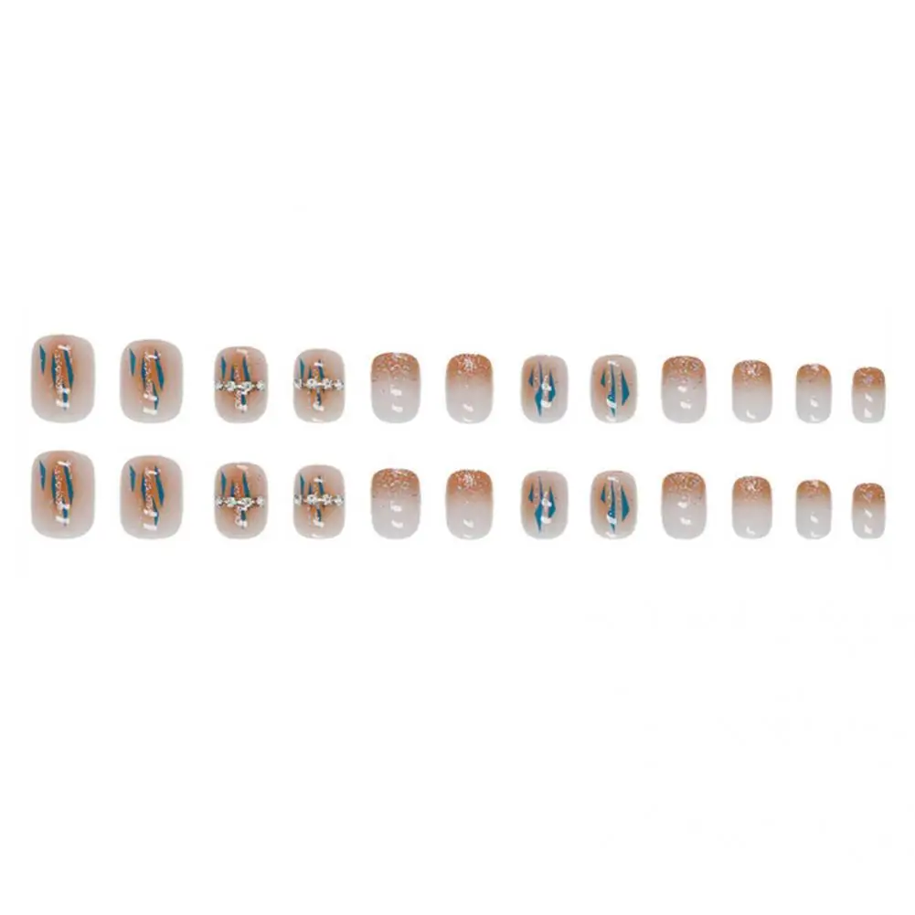 

24Pcs/Set Nail Tip Delicate Luxury Square Acrylic False Nails Sticker Good Ductility Vivid Effect Fake Nails