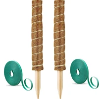 2 pcs coir moss totem pole plant support stakes for indoor climbing plants support with 13 feet garden support ties