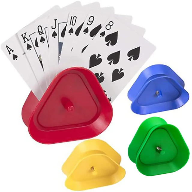 4pcs/set Triangle Shaped Playing Card Holder Lazy Person Poker Seat Board Game Cards Stand For Children Seniors Free Your Hands 1