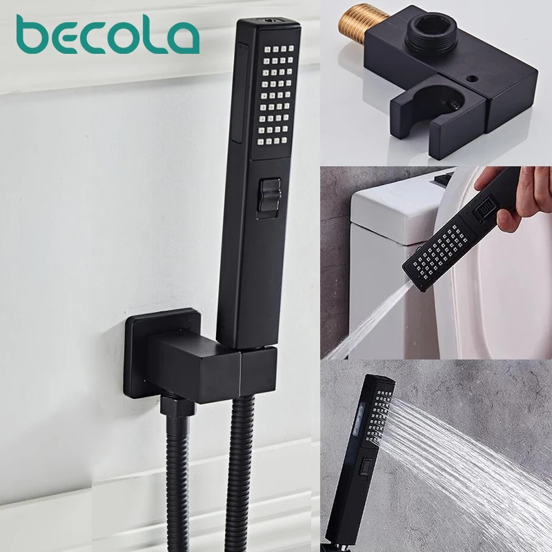Bathroom Accessories Black Wall Brass Shower Mounting Brackets Black Shower&Spray 2 Function Handheld Sprinkler Balck 150CM Hose