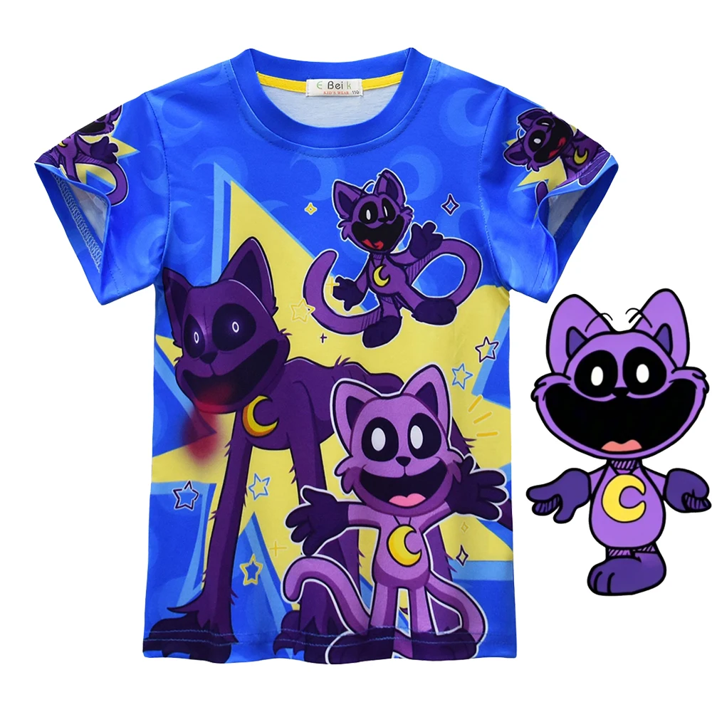 Летний детский костюм со смайликами и надписью футболка с рисунком кота Детские