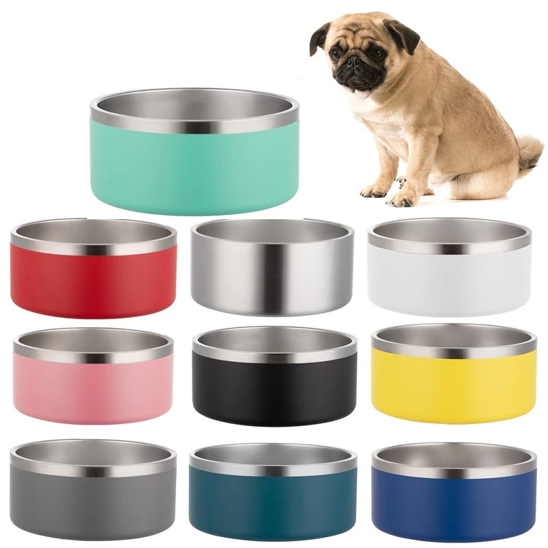 

Feeder Non-slip Bowl Dog Wall For Pet Stainless Double 64oz 32oz Steel Water Bowl Large For Medium Dog Food For Pets Accessors