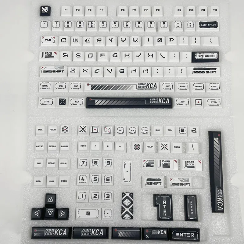 PBT Keycap KBT KWT Черно-белая технология 142 клавиши/набор KCA Profile DIY Custom Desigh ISO Enter для