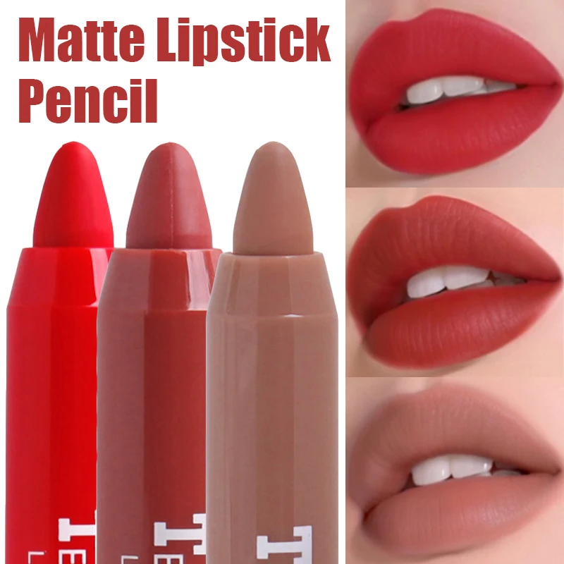 

Matte Nude Lipstick Pen 12 Colors Sexy Red Brown Waterproof Lip Liner Pencil Long Lasting Easy To Wear Lip Makeup Women Cosmetic