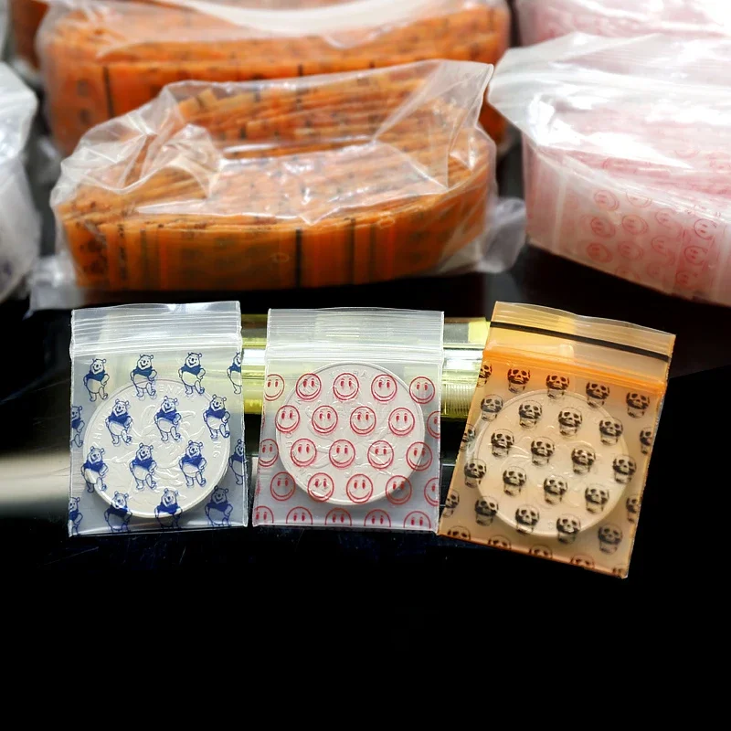 

Self Sealing Bag, Small Bag Mini Colorful Cute Cartoon Thickened Packaging Capsule and Tablet Sealing Mouth Plastic Sealing Bag