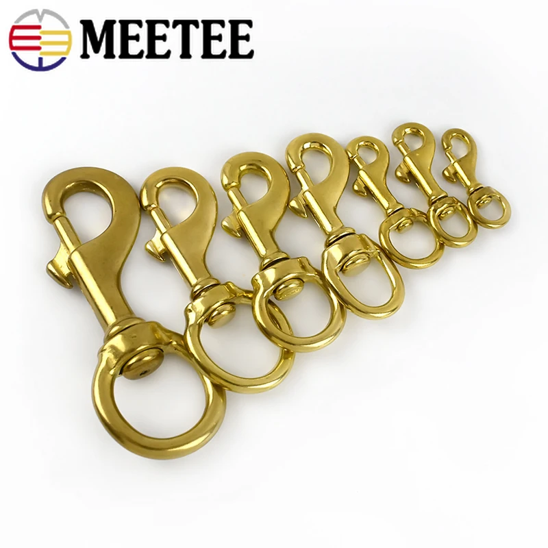 

2/5Pcs Meetee 10-30mm Pure Brass Trigger Swivel Buckle Lobster Snap Hook Buckles DIY Bag Strap Hooks Copper Keychain Clip Clasp
