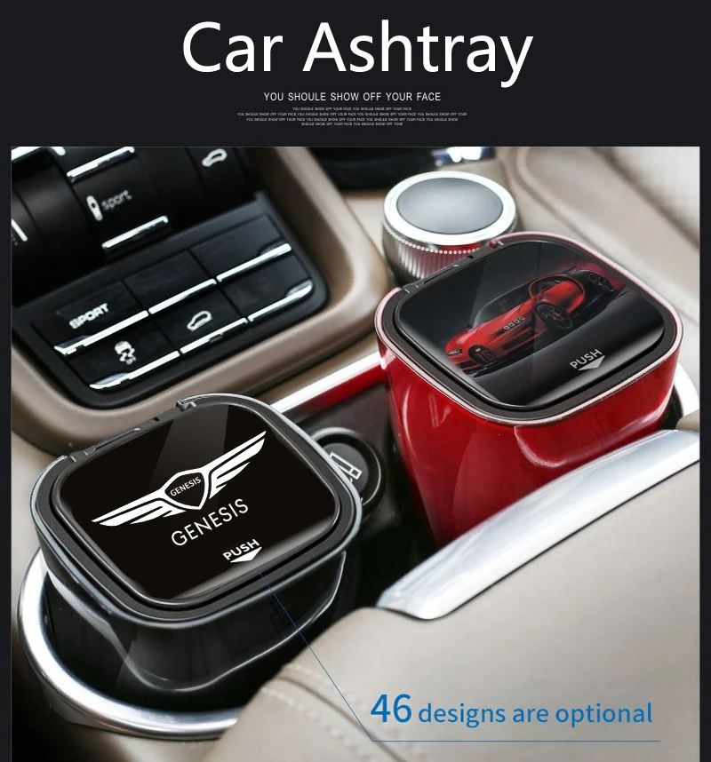 4S High-end Car Ashtray LED Ligh Alloy Ash Tray Portable Ashtray For Hyundai GENESIS g80 g70 g90 gv80 Auto car Accessories