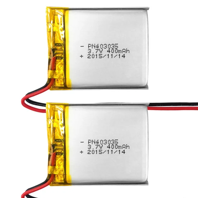 Фото Купить оптом дешево: литиевая батарея Polymer PN403035-400мАч для видеорегистраторов, специальная, высокотемпературная (до 80°C), для аудиоустройств и игрушек №2